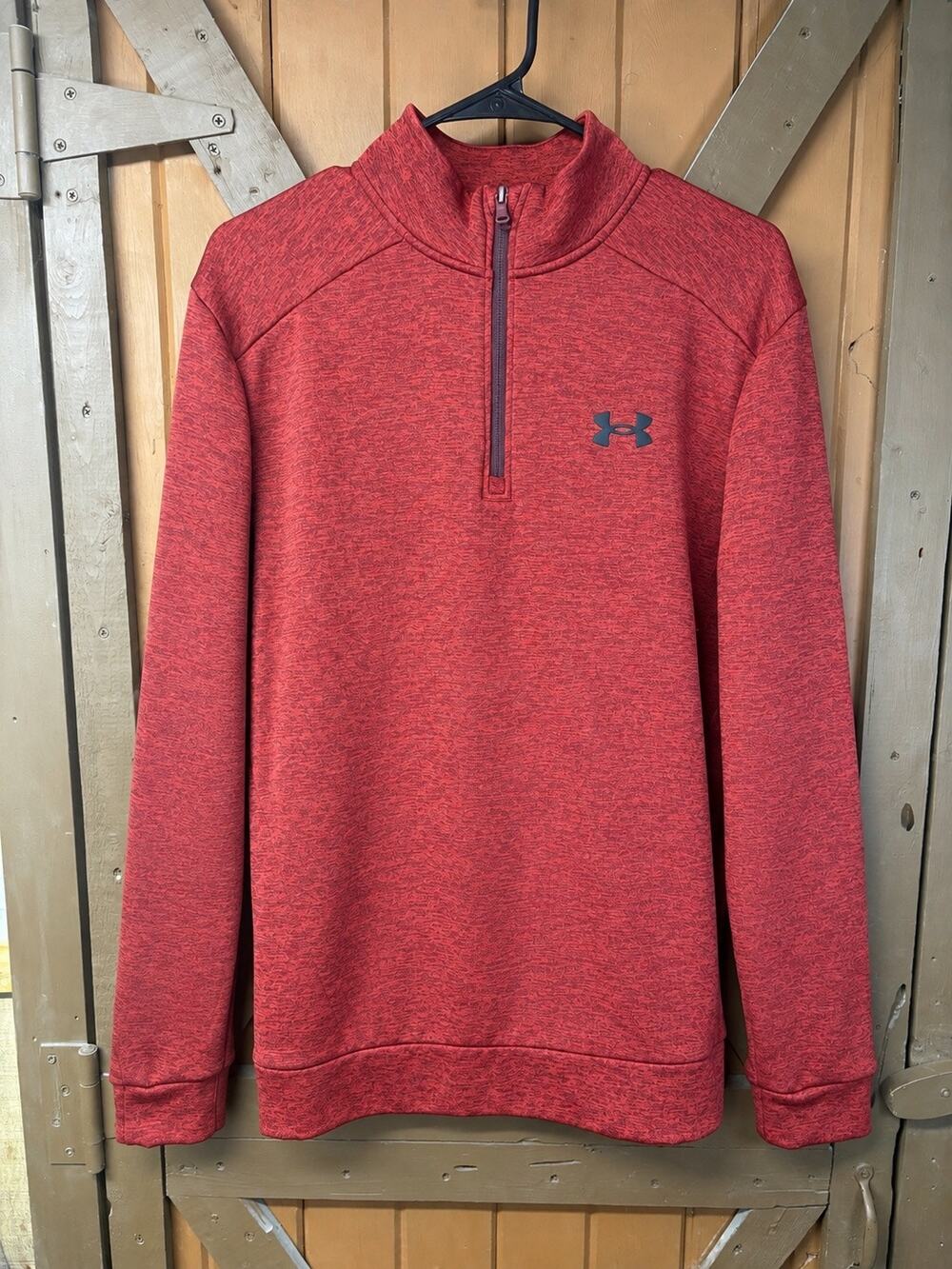 Under Armour Men’s Large Red Heather Fleece 1/4 Zip Pullover Loose Fit